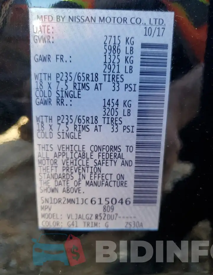5N1DR2MN1JC615046 Photo# 14