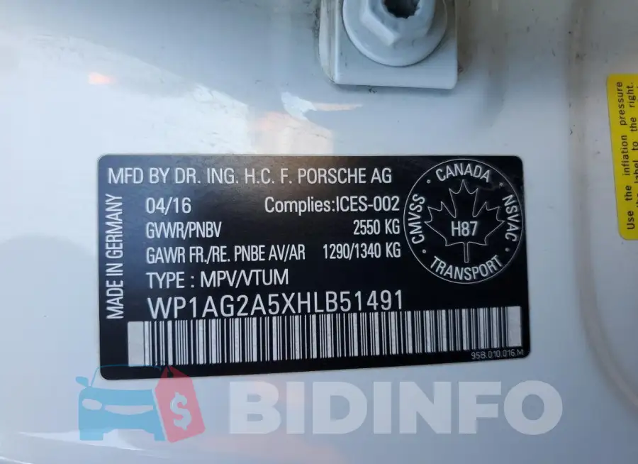 WP1AG2A5XHLB51491 Photo# 13