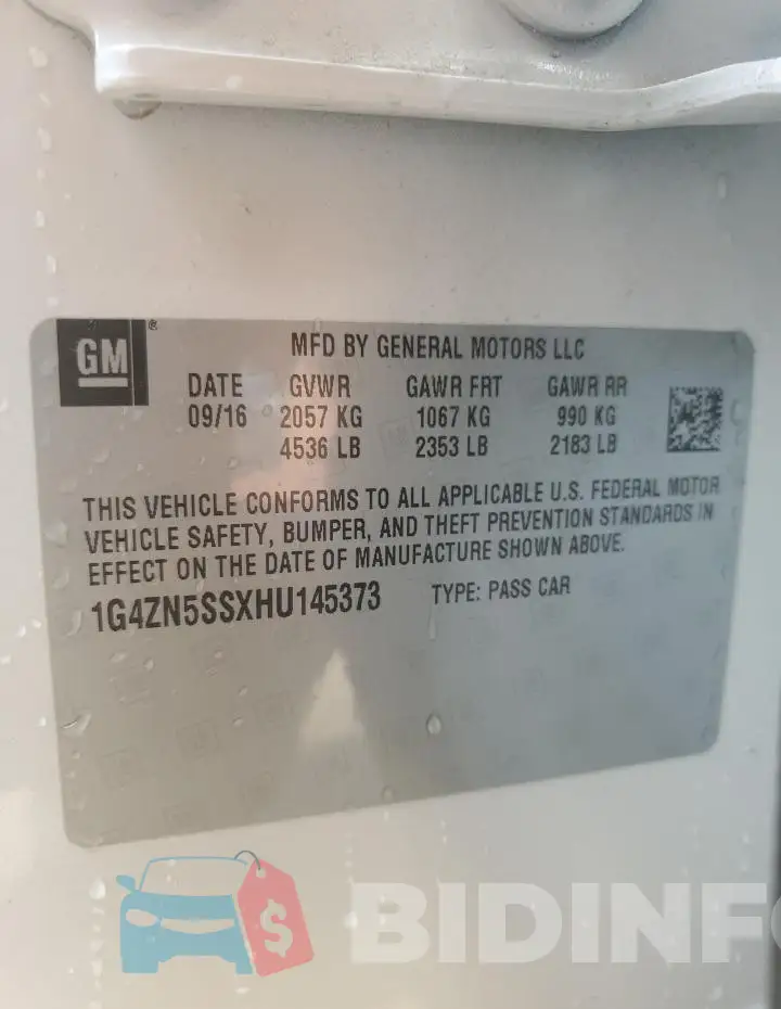 1G4ZN5SSXHU145373 Photo# 13