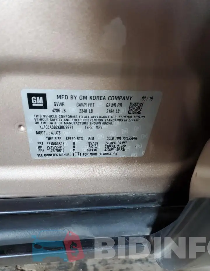 KL4CJASB2KB879971 Photo# 12