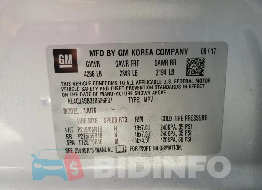 KL4CJASB3JB526637 Photo# 13
