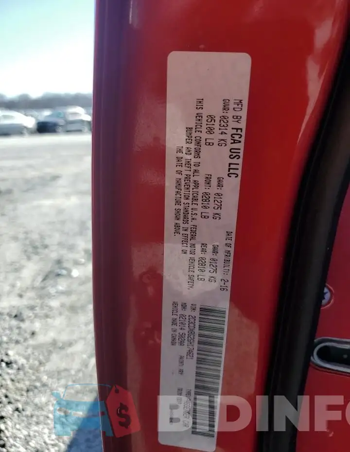 2C3CDXBG2GH174621 Photo# 12