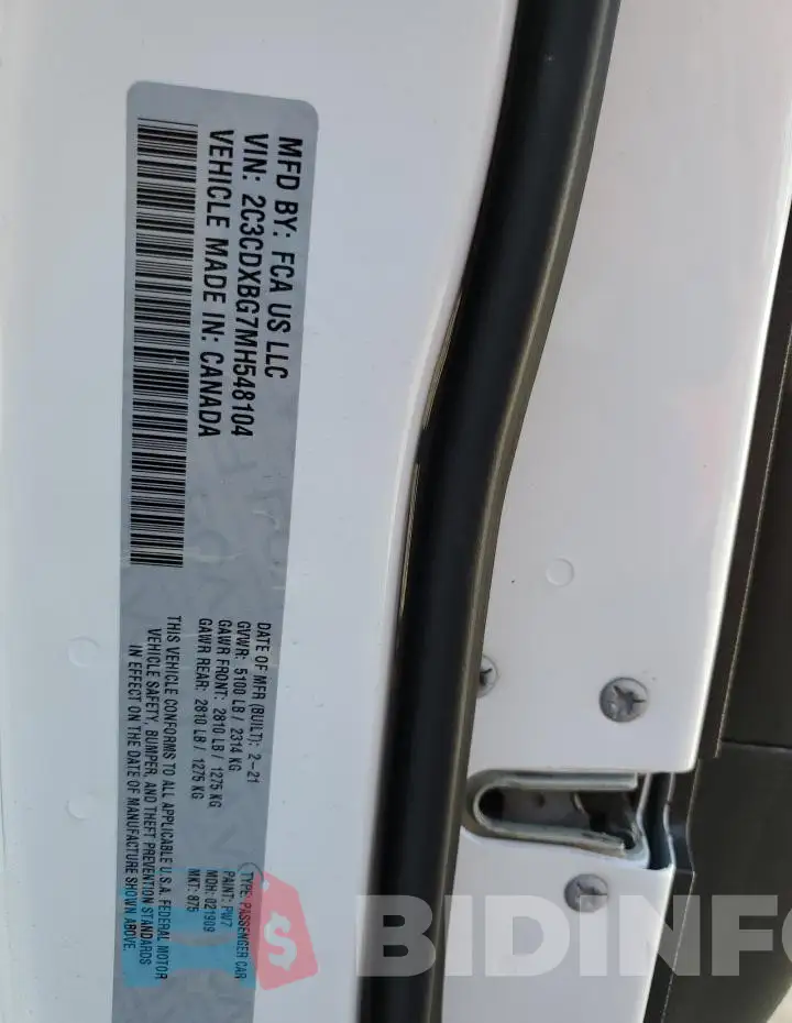 2C3CDXBG7MH548104 Photo# 13