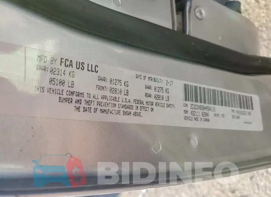 2C3CDXBG8HH584115 Photo# 13