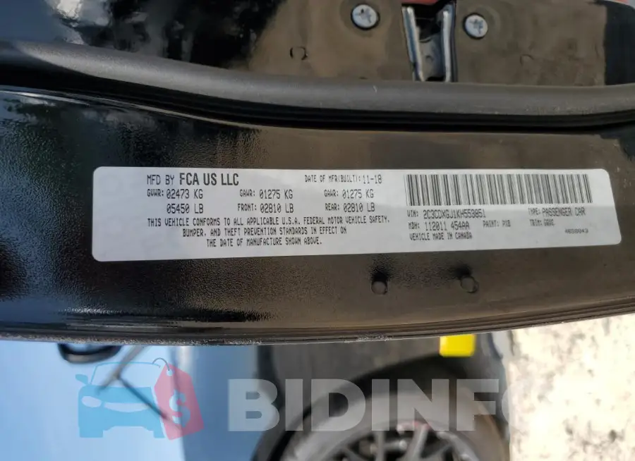 2C3CDXGJ1KH553851 Photo# 12