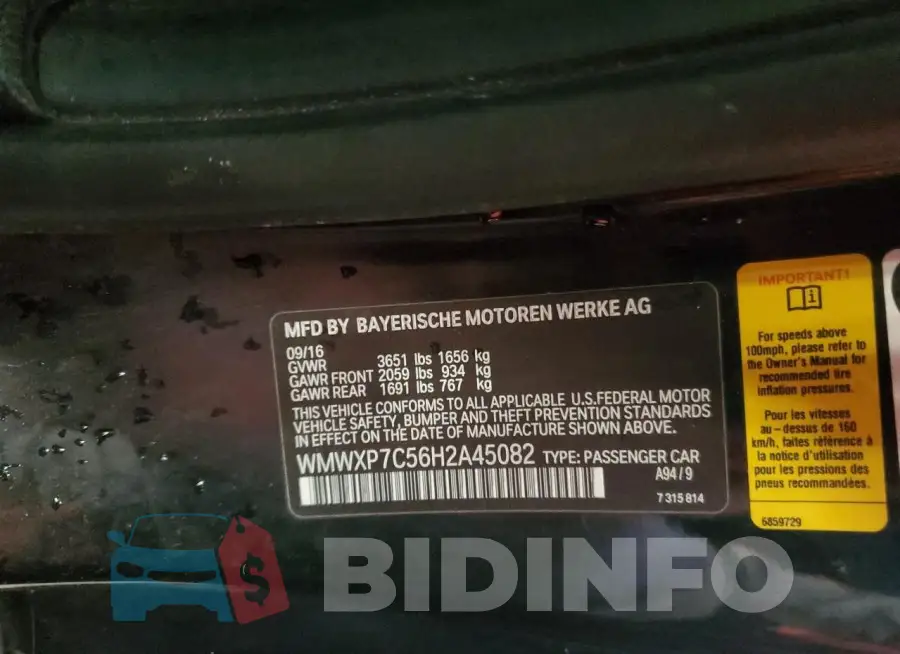 WMWXP7C56H2A45082 Photo# 12