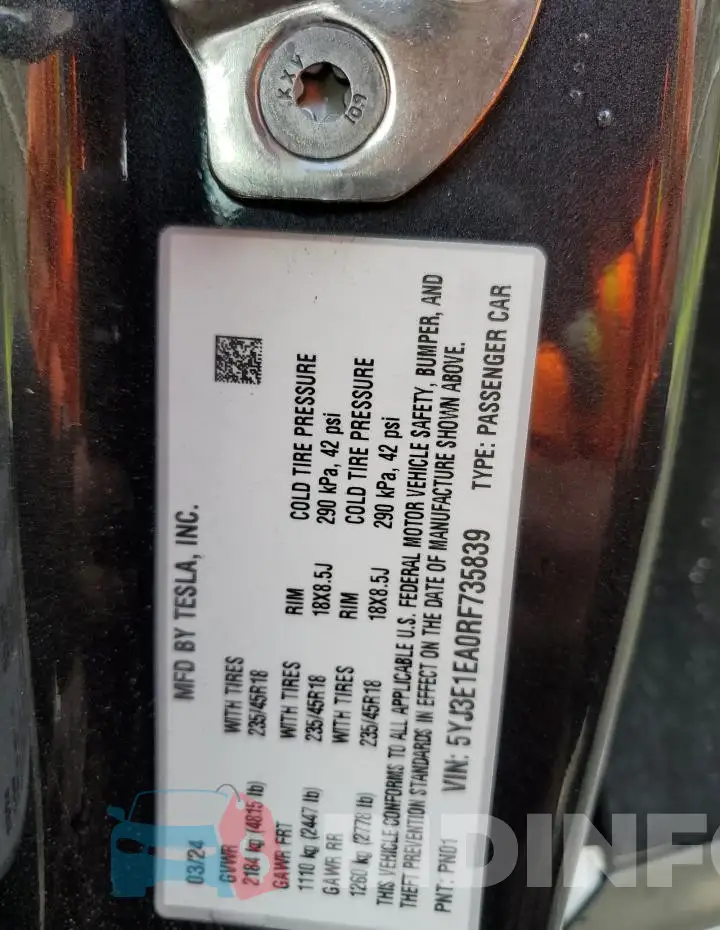 5YJ3E1EA0RF735839 Photo# 13