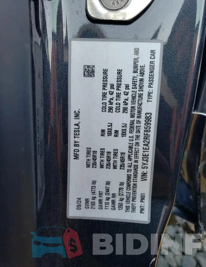 5YJ3E1EA2RF859983 Photo# 12