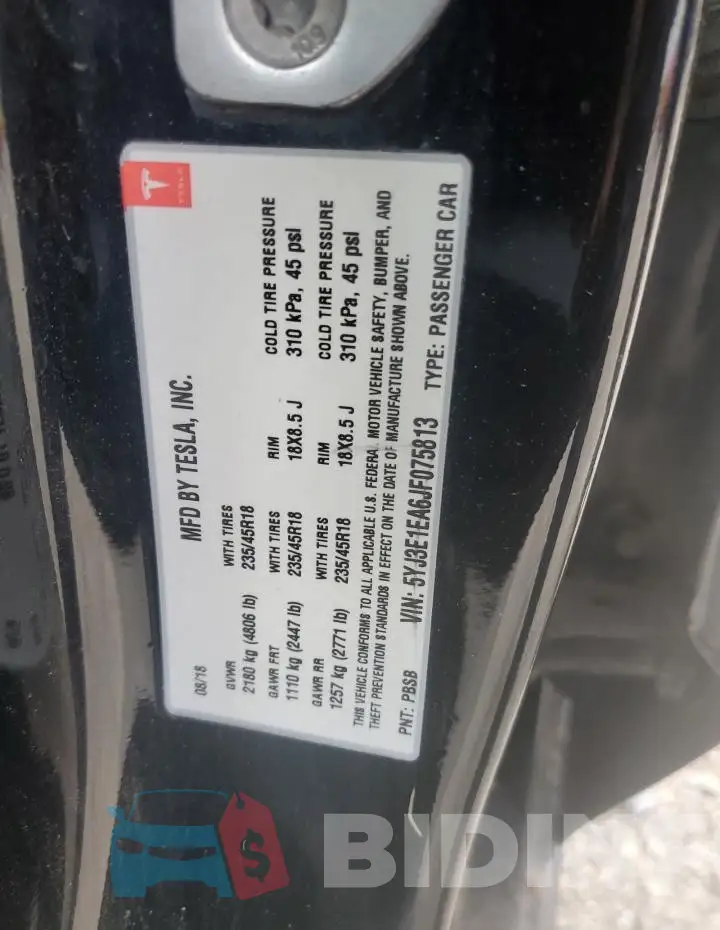 5YJ3E1EA6JF075813 Photo# 12