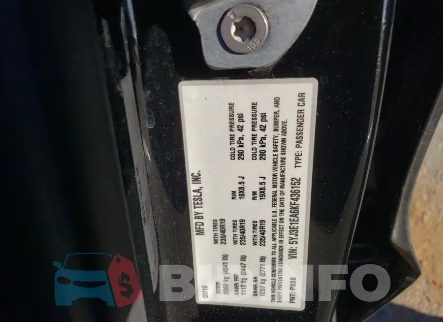 5YJ3E1EA6KF436152 Photo# 12