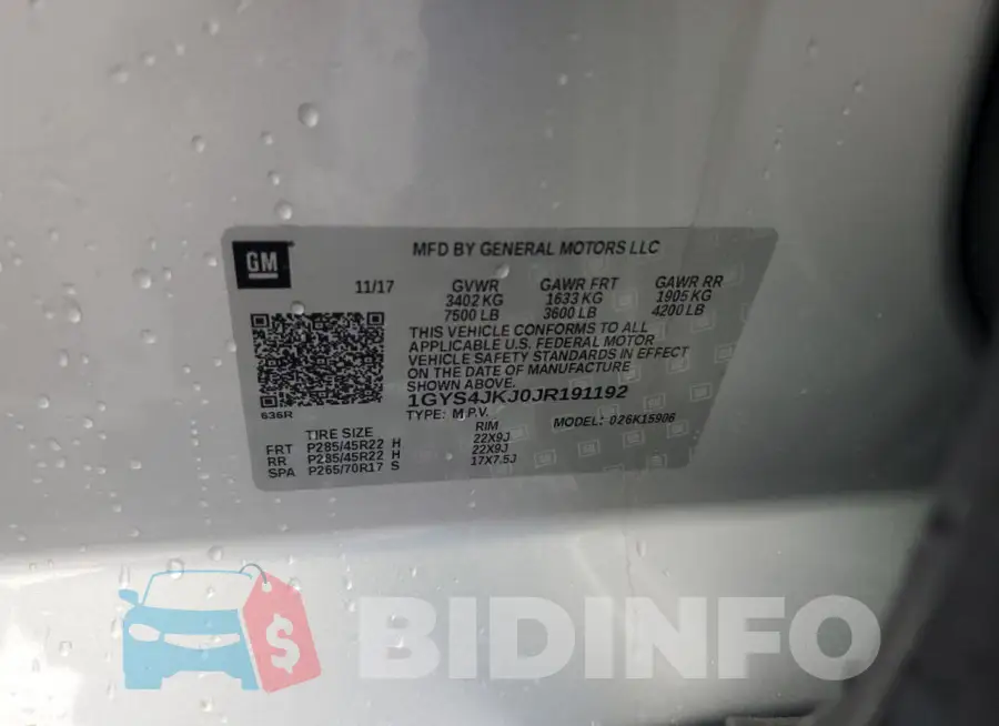 1GYS4JKJ0JR191192 Photo# 13