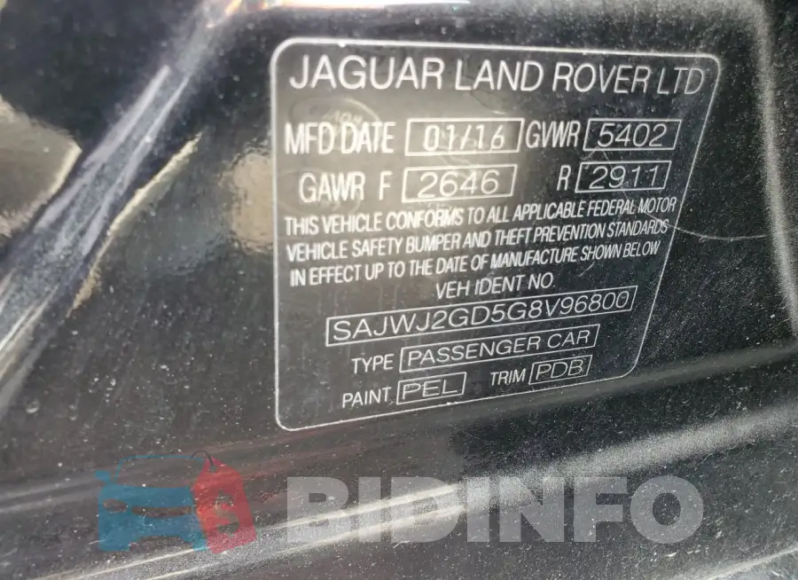 SAJWJ2GD5G8V96800 Photo# 12