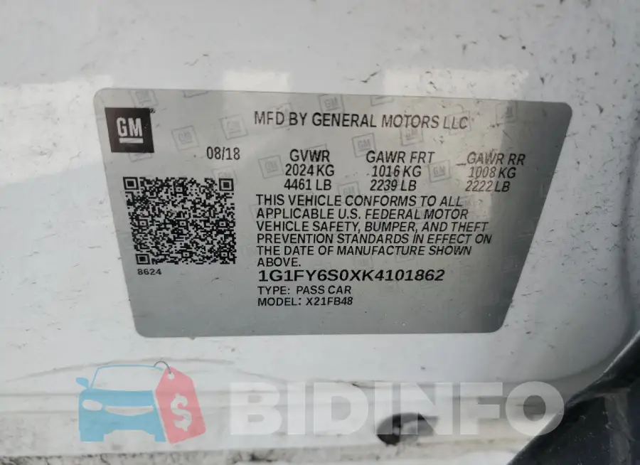 1G1FY6S0XK4101862 Photo# 12