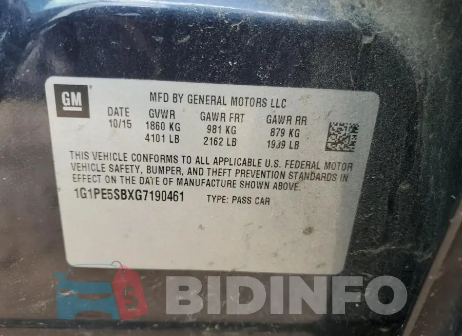 1G1PE5SBXG7190461 Photo# 12