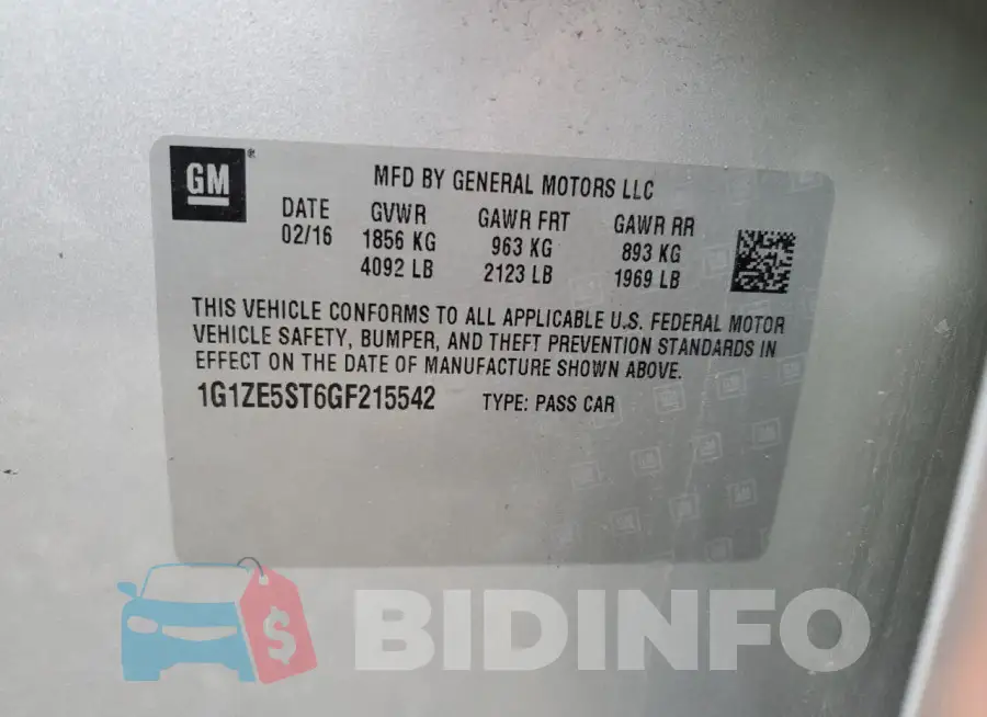 1G1ZE5ST6GF215542 Photo# 12