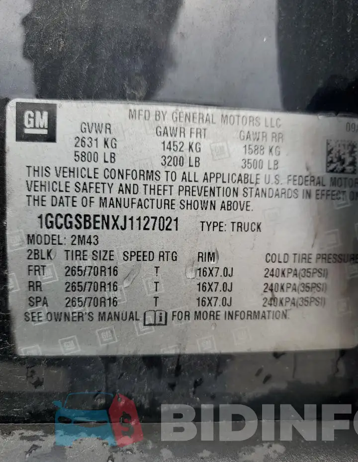 1GCGSBENXJ1127021 Photo# 12