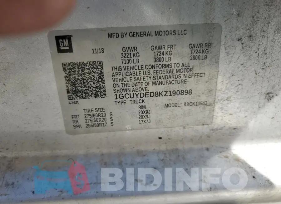 1GCUYDED8KZ190898 Photo# 13