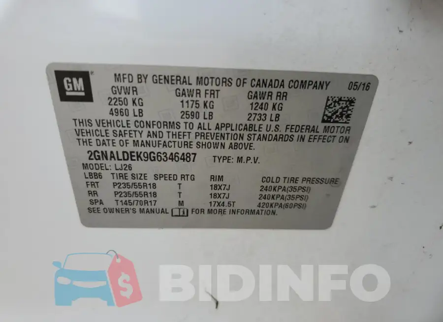 2GNALDEK9G6346487 Photo# 13