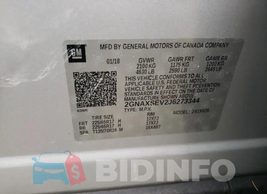 2GNAXSEV2J6273344 Photo# 14