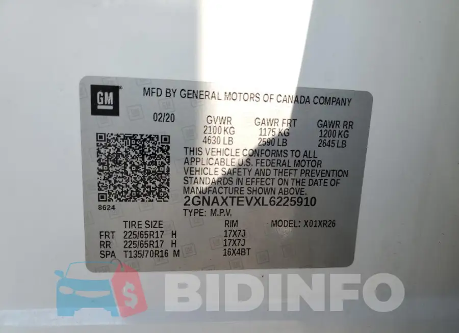 2GNAXTEVXL6225910 Photo# 14