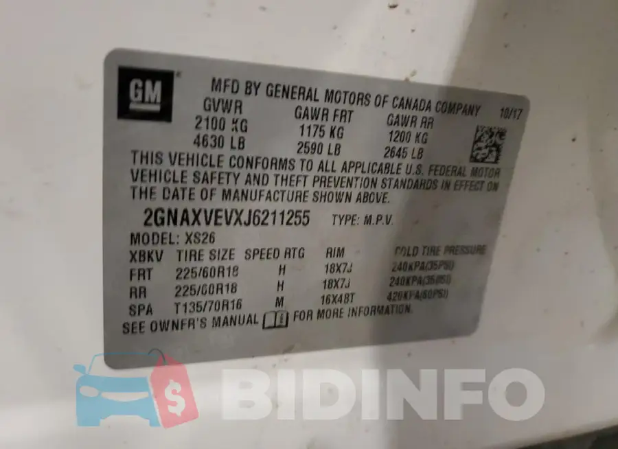 2GNAXVEVXJ6211255 Photo# 13