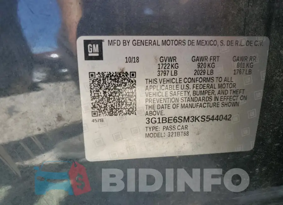 3G1BE6SM3KS544042 Photo# 12