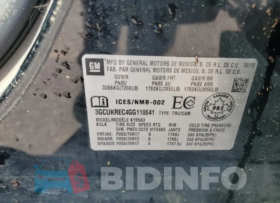 3GCUKREC4GG110641 Photo# 12