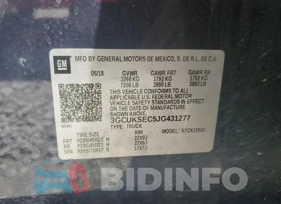 3GCUKSEC5JG431277 Photo# 13