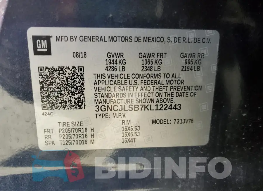 3GNCJLSB7KL122443 Photo# 14
