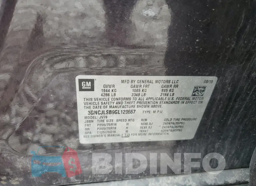 3GNCJLSB9GL120667 Photo# 13