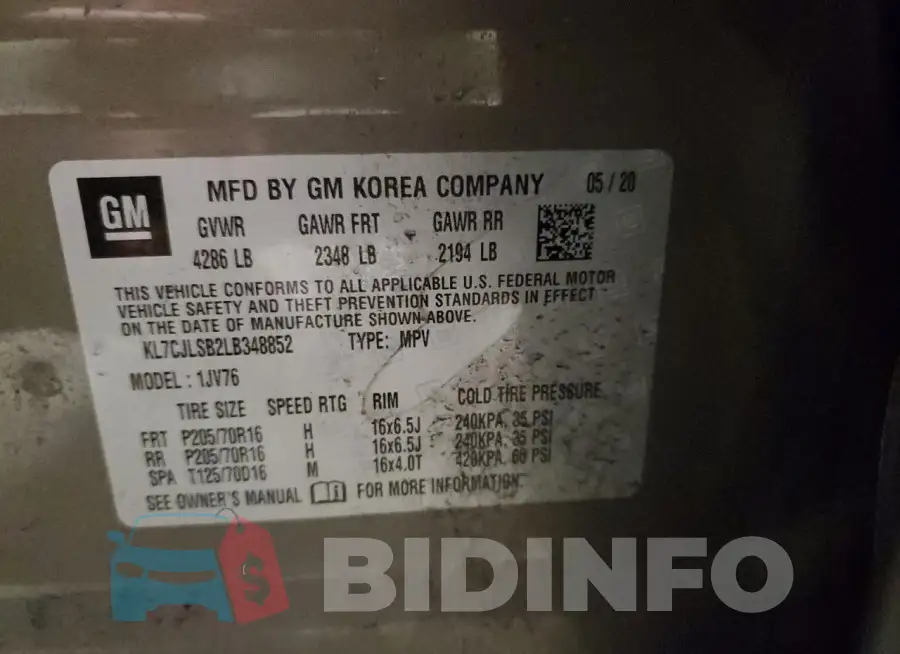 KL7CJLSB2LB348852 Photo# 13