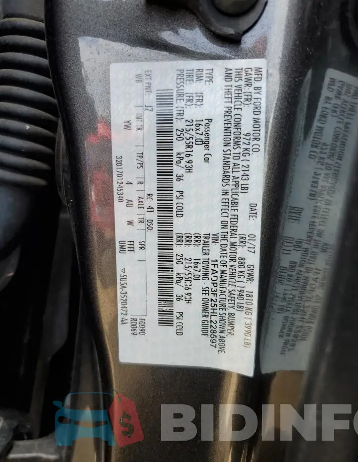 1FADP3F25HL228597 Photo# 12