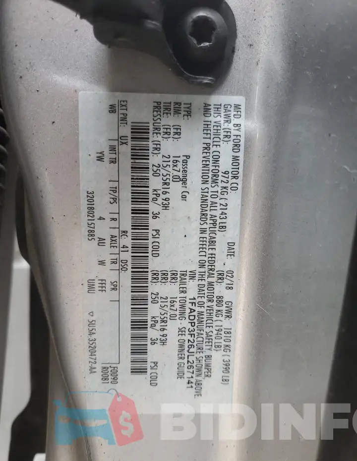 1FADP3F26JL267141 Photo# 13