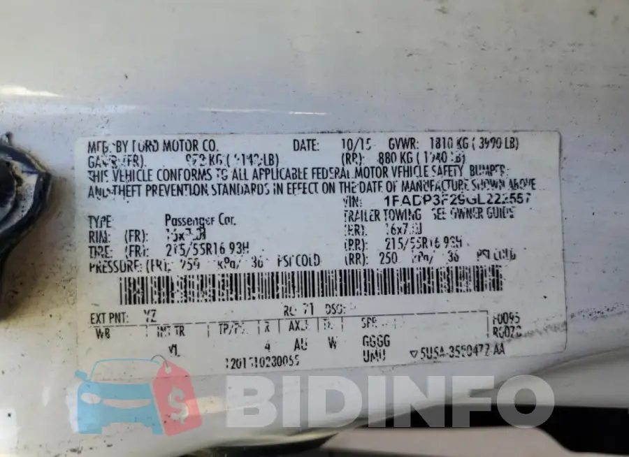 1FADP3F29GL222557 Photo# 12