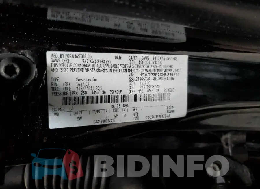 1FADP3F2XHL316724 Photo# 12