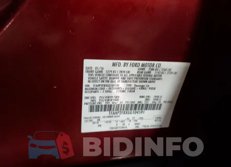 1FAHP2F8XGG104591 Photo# 13