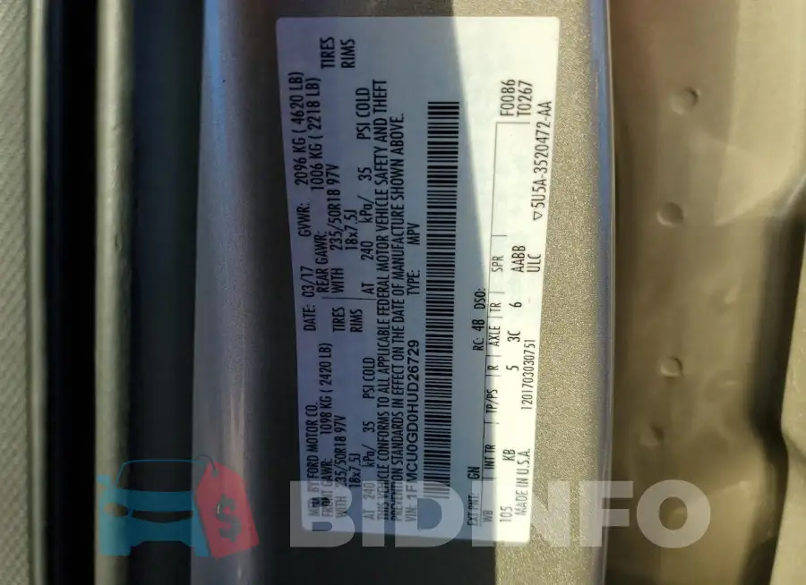 1FMCU0GD0HUD26729 Photo# 13