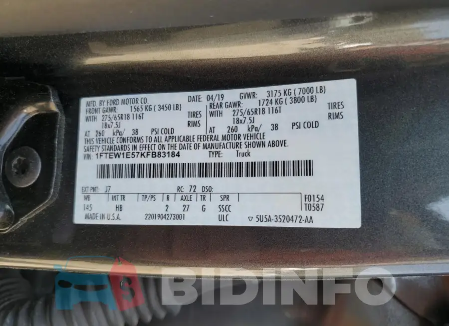 1FTEW1E57KFB83184 Photo# 12