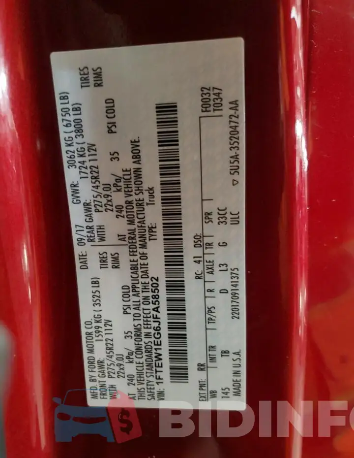 1FTEW1EG6JFA58502 Photo# 13