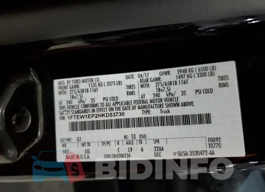 1FTEW1EP2HKD53730 Photo# 12