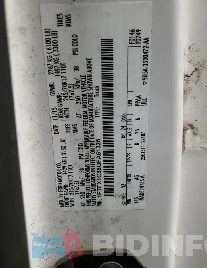 1FTEX1C88GFA51326 Photo# 12