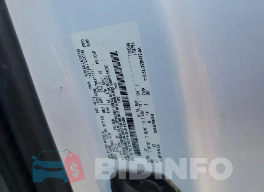 1FTEX1EP1GKF18890 Photo# 12