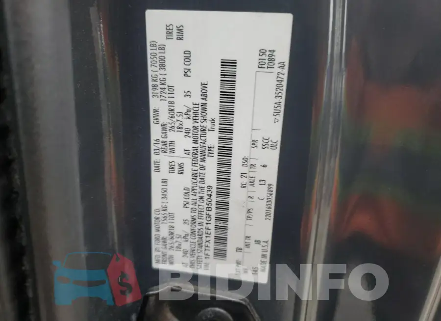 1FTFX1EF1GFB50439 Photo# 12