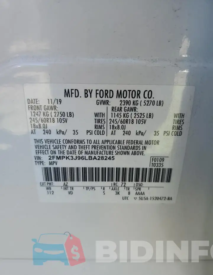2FMPK3J96LBA28245 Photo# 13