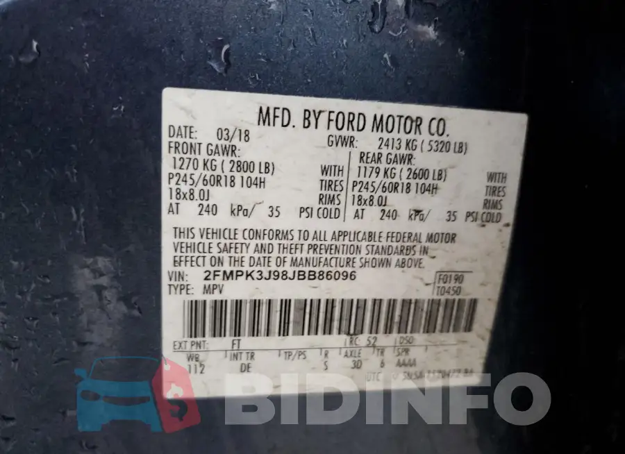 2FMPK3J98JBB86096 Photo# 14
