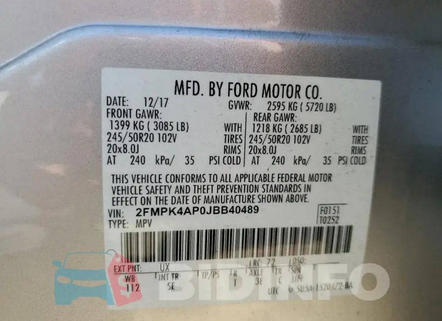 2FMPK4AP0JBB40489 Photo# 14