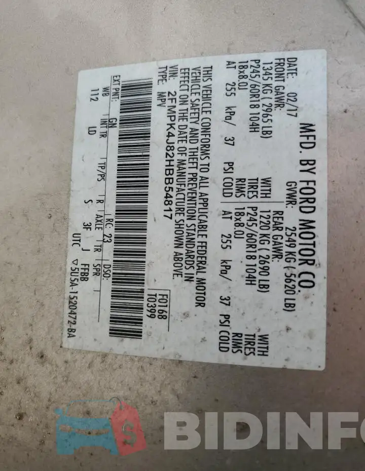 2FMPK4J82HBB54817 Photo# 13