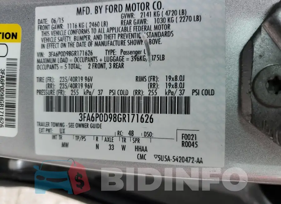 3FA6P0D98GR171626 Photo# 12