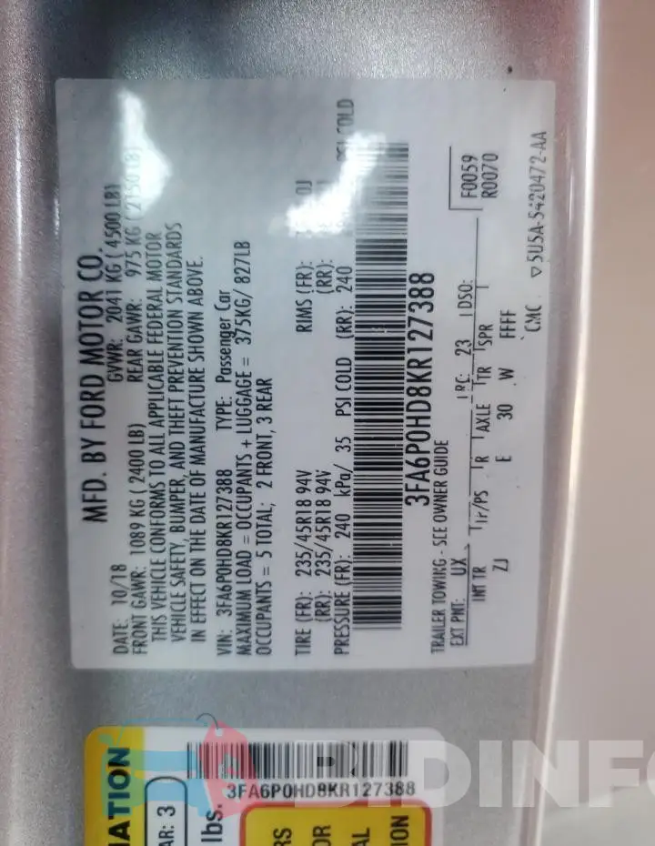 3FA6P0HD8KR127388 Photo# 13
