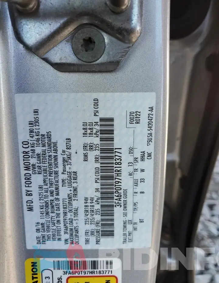 3FA6P0T97HR183771 Photo# 12
